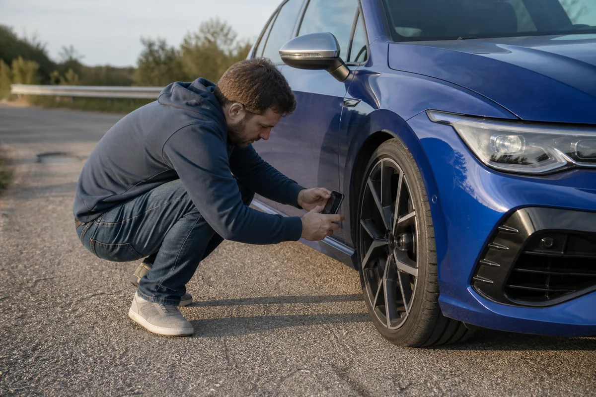 Tras un bache fuerte en un Golf R: leer neumático, volante y vibración antes de seguir