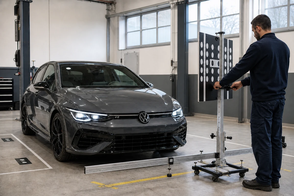 Parabrisas nuevo en un Golf R: por qué la cámara ADAS necesita una comprobación documentada